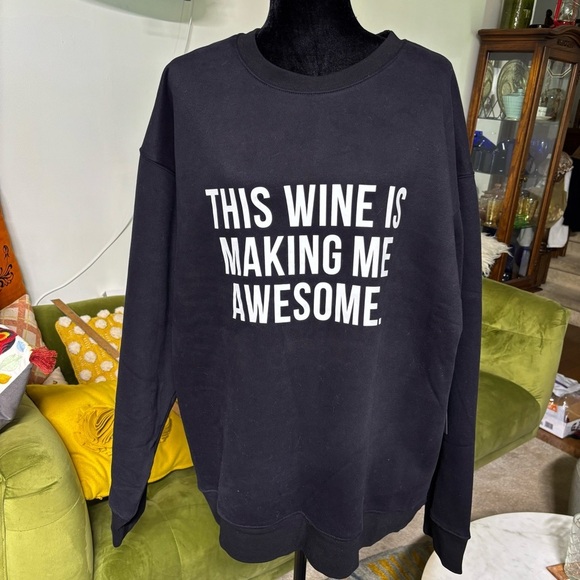 NWT Brunette the Label oversized XL/2XL crewneck black sweatshirt - Picture 1 of 10